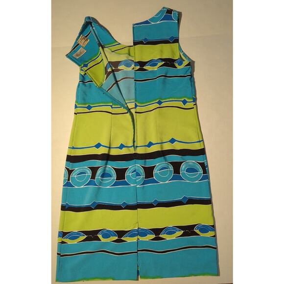 Kathie Lee Collection Sleeveless Lime Green / Aqua Blue Dress women's sz 10 VTG - Picture 4 of 4